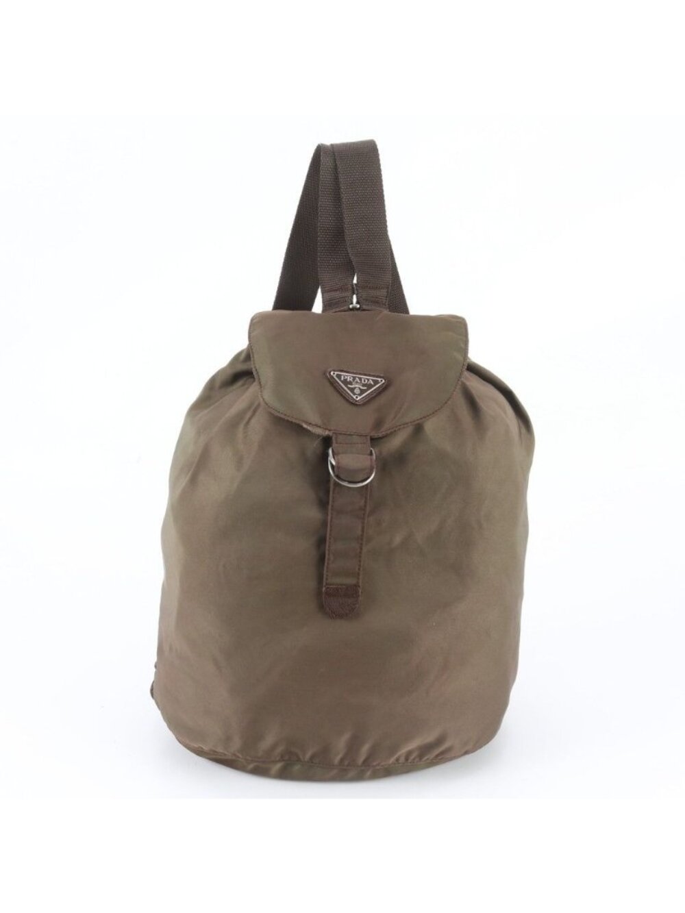 Prada Tessuto Nylon Triangle Logo Leather Backpack